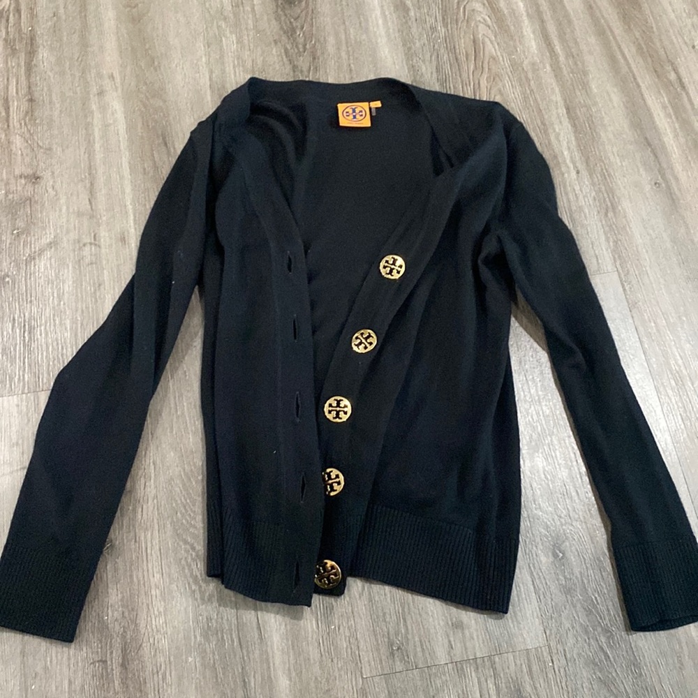 tory burch black cardigan